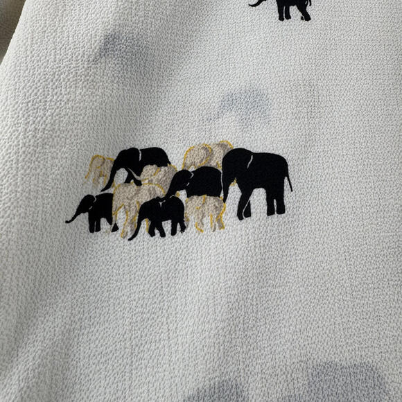 Zara Basic Womens Long Sleeve Blouse Elephant Print Sheer Button Up Shirt Medium - Picture 8 of 9